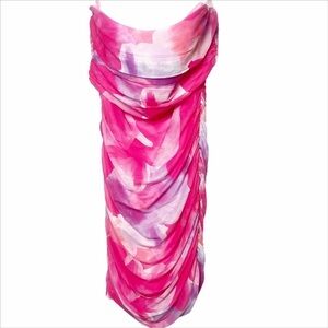 American Threads strapless pink ruched dress size medium